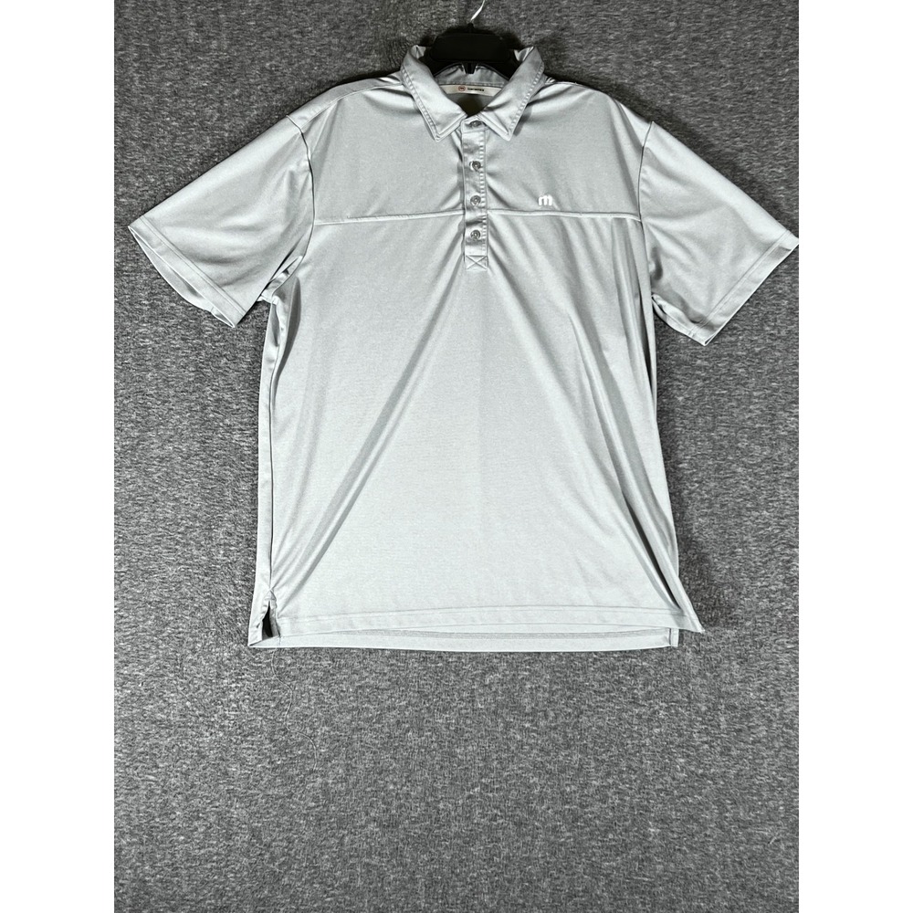 TravisMathew Mens XL Light Grey Short Sleeve Golf Polo Shirt 100% Polyester